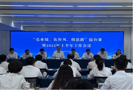 青島城發(fā)集團召開“亮業(yè)績、比作風(fēng)、明思路”擂臺賽暨2022年上半年工作會議